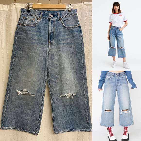 Women’s Levi’s X Free People High Water Wide Leg Jeans Size 29 High Waist - Picture 3 of 7